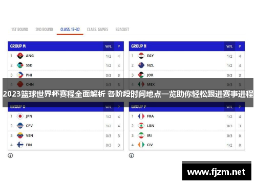 2023篮球世界杯赛程全面解析 各阶段时间地点一览助你轻松跟进赛事进程